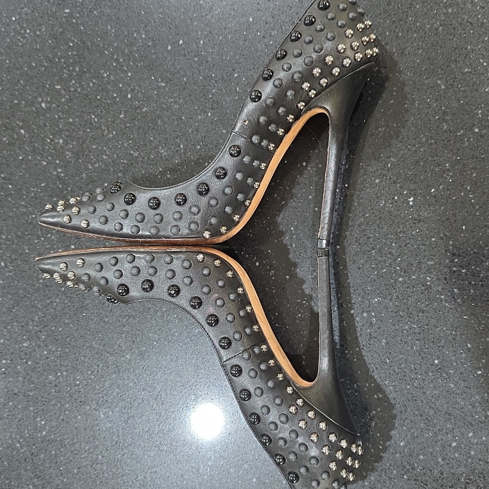 Jimmy Choo Abel Black Studded Leather Pointed Toe Stiletto Pumps Heels Size 8 - Picture 5 of 10
